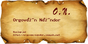 Orgován Nándor névjegykártya